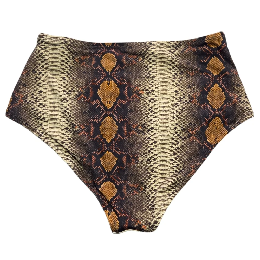 Skims Swim High Waisted Full Brief Desert Snake Print Size Small NWT